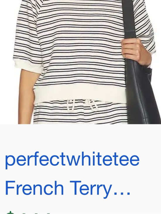 perfectwhitetee Tops - perfectwhitetee Cream and Black Striped Short-Sleeve Sweatshirt